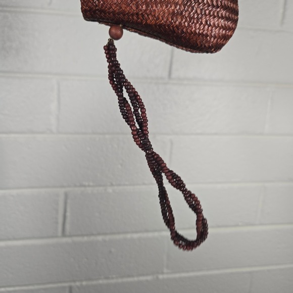 Grass Rafia Woven Wristlet Clutch Bag Boho Wedding Guest Bridesmaid Small Lined - Picture 5 of 6